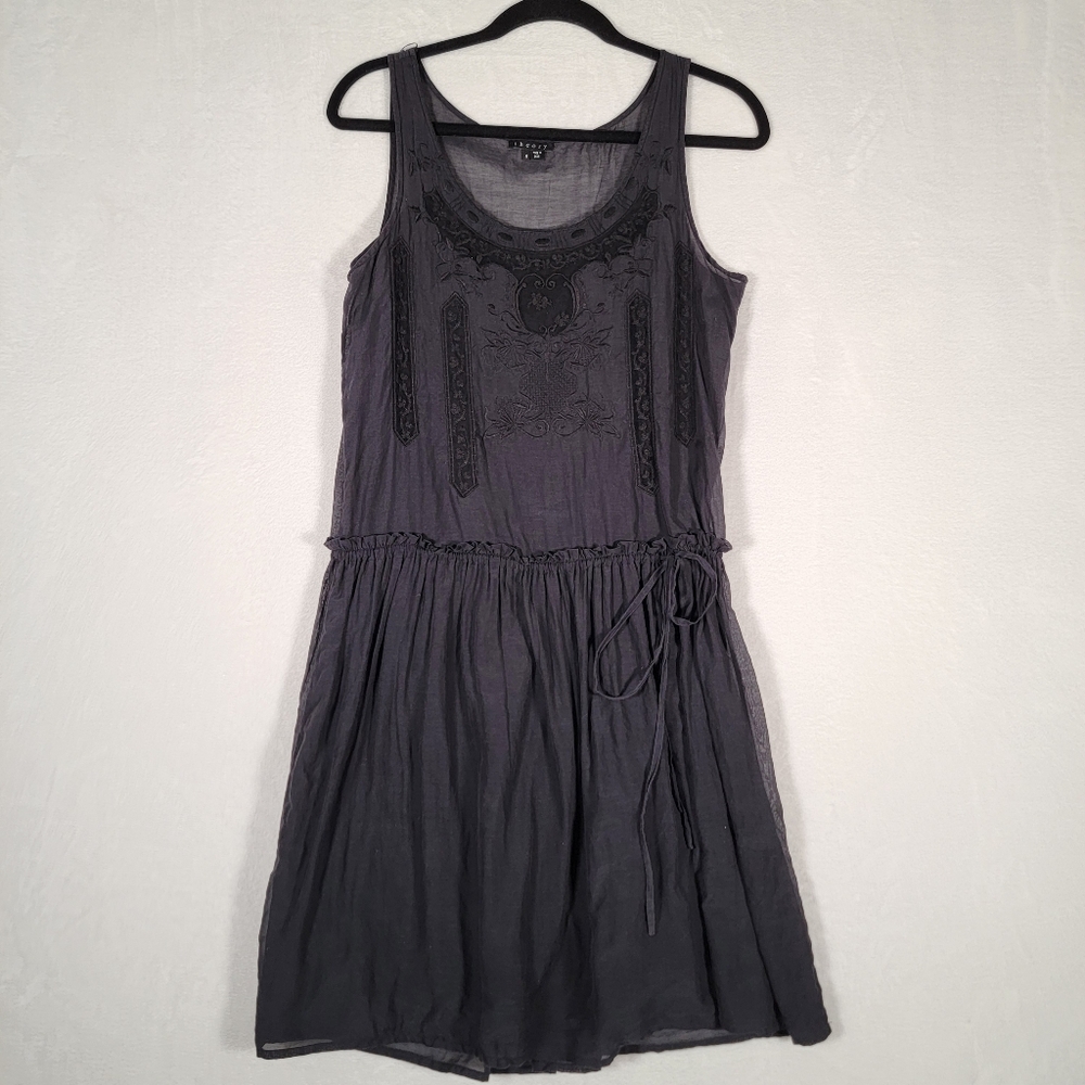 Theory Tank Tie-Waist Dress In Black, Size 6